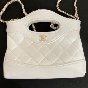 CC White Quilted Crossbody Bag